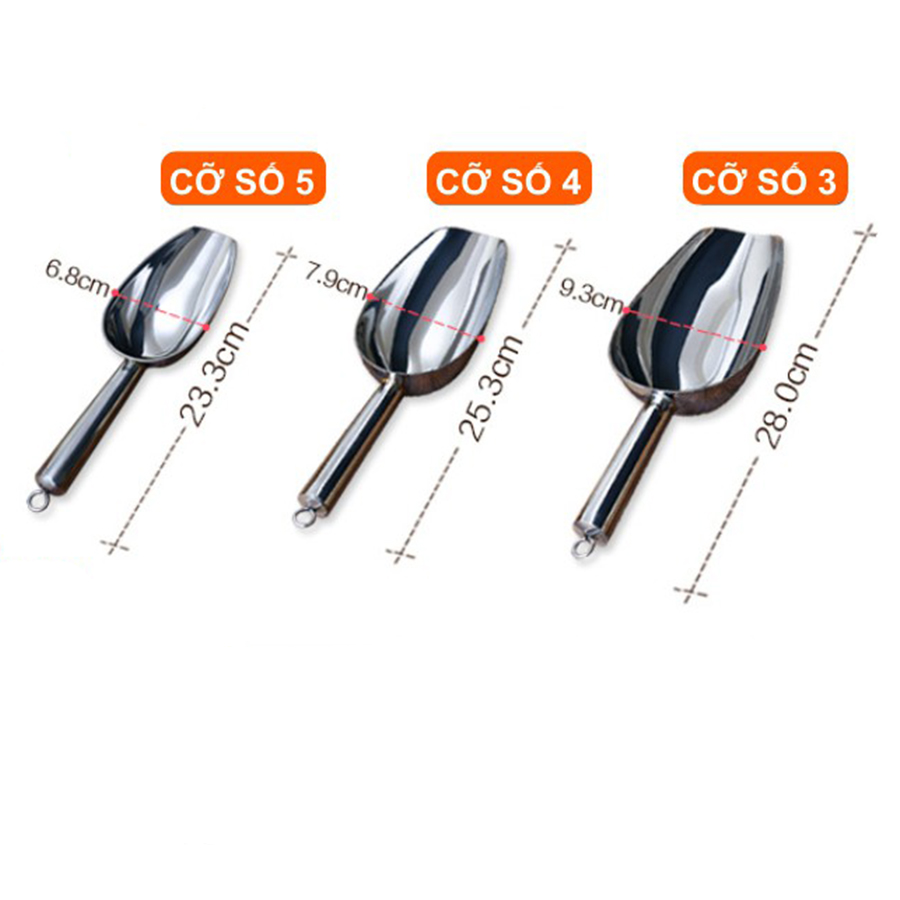 Xúc đá inox đủ kích cỡ - bartendertools