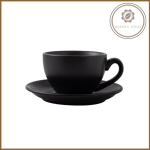 Ly, tách sứ cà phê kèm đĩa kê 220ml - Đen (Mã S12)