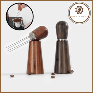 Dụng cụ đánh tơi bột cà phê 4 kim  ( thân và giá gỗ) | Dụng cụ Barista