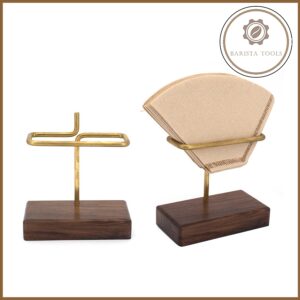 Giá đỡ giấy lọc cà phê chữ T bằng đồng đế gỗ óc chó | Filter paper holder