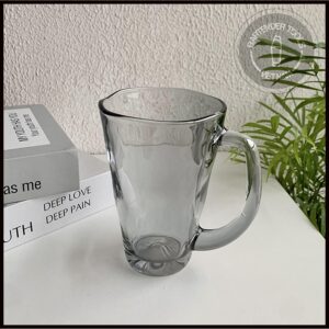 Cốc thủy tinh xám sóng có quai 360ml