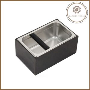 Hộp đập bã cà phê inox có kèm giá gỗ