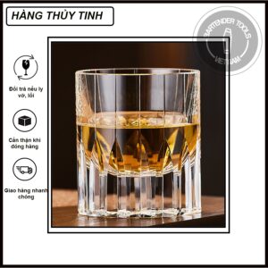 Ly thủy tinh uống whisky sọc đế dày 2cm (BG128)