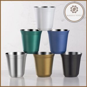 Cốc uống cà phê inox 304 hai lớp cách nhiệt mạ màu | Dụng cụ barista
