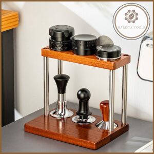 Kệ gỗ đặt tamper kèm khe đặt puck screen 2 tầng [ MẪU 2 TẦNG ] | Dụng cụ Barista