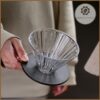 Phễu thủy tinh V60 pha cà phê đế nhựa đen | Dụng cụ Barista